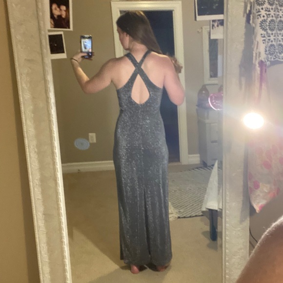 Long Silver Party Dress - Picture 2 of 8